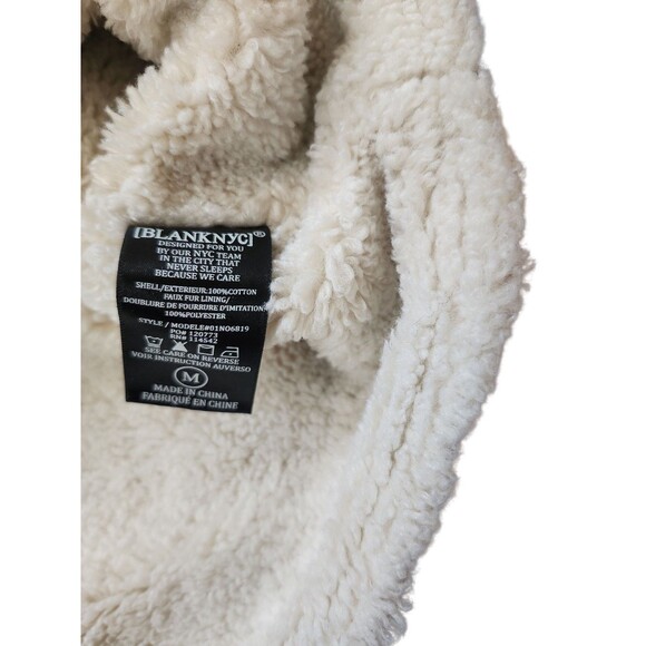 BlankNYC Sherpa Lined Cropped Denim Jacket Womens M Crash Course Boxy Casual - Picture 7 of 10